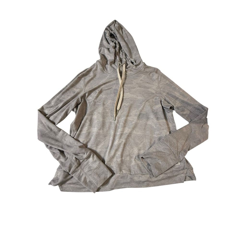 Vuori Women's S Halo Essential Hoodie VW226 Gray Camo Drawstring Top Soft